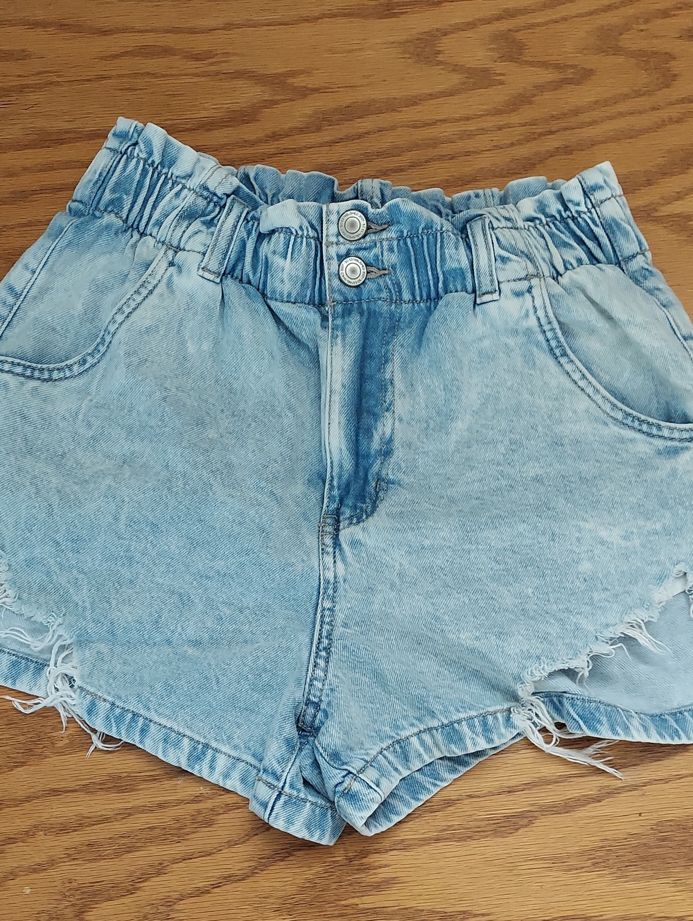 SO Jeans Paper bag Distressed High Rise Frayed Denim Mom Shorts Sz 7/28w